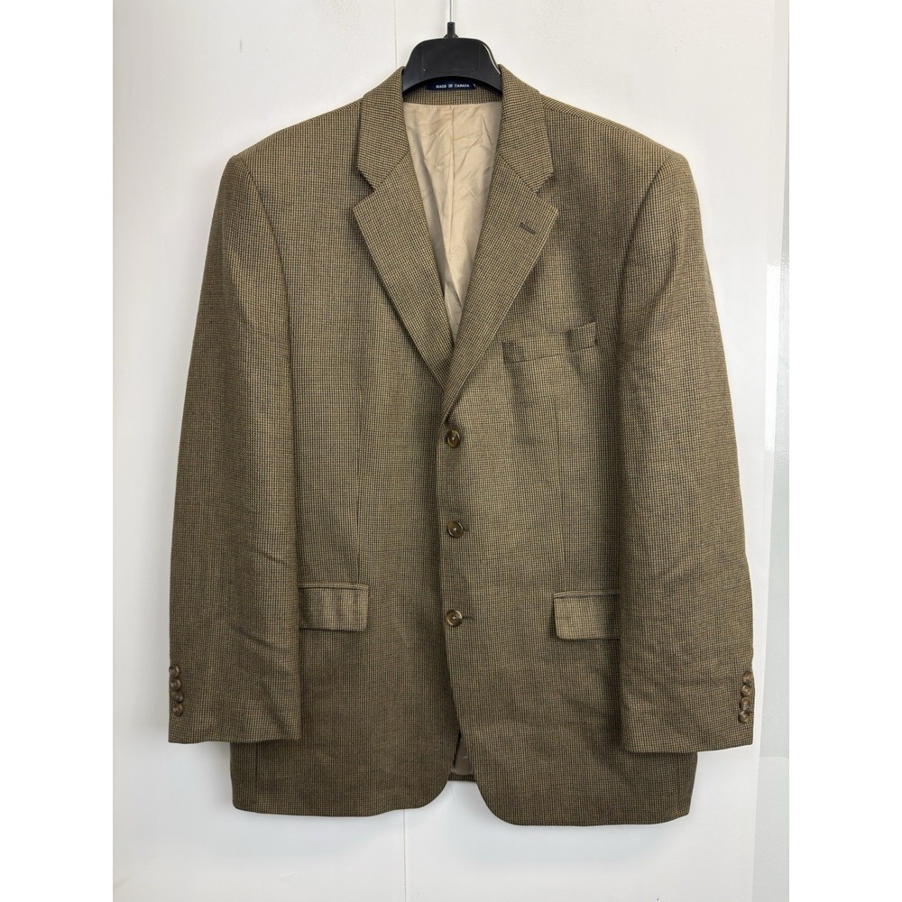 CHAPS Men's 44L Brown‎ Patterned Wool Sport Coat Suit Jacket Blazer Canada Made